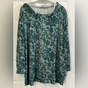 AnyBody Green Patterned Women's Hooded Top